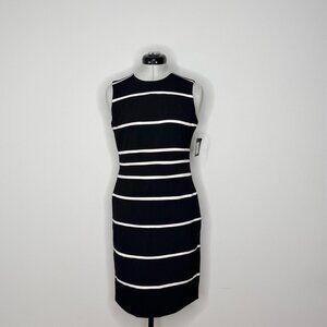 Ellen Tracy NWT Black & White Striped Sleeveless Sheath Dress
